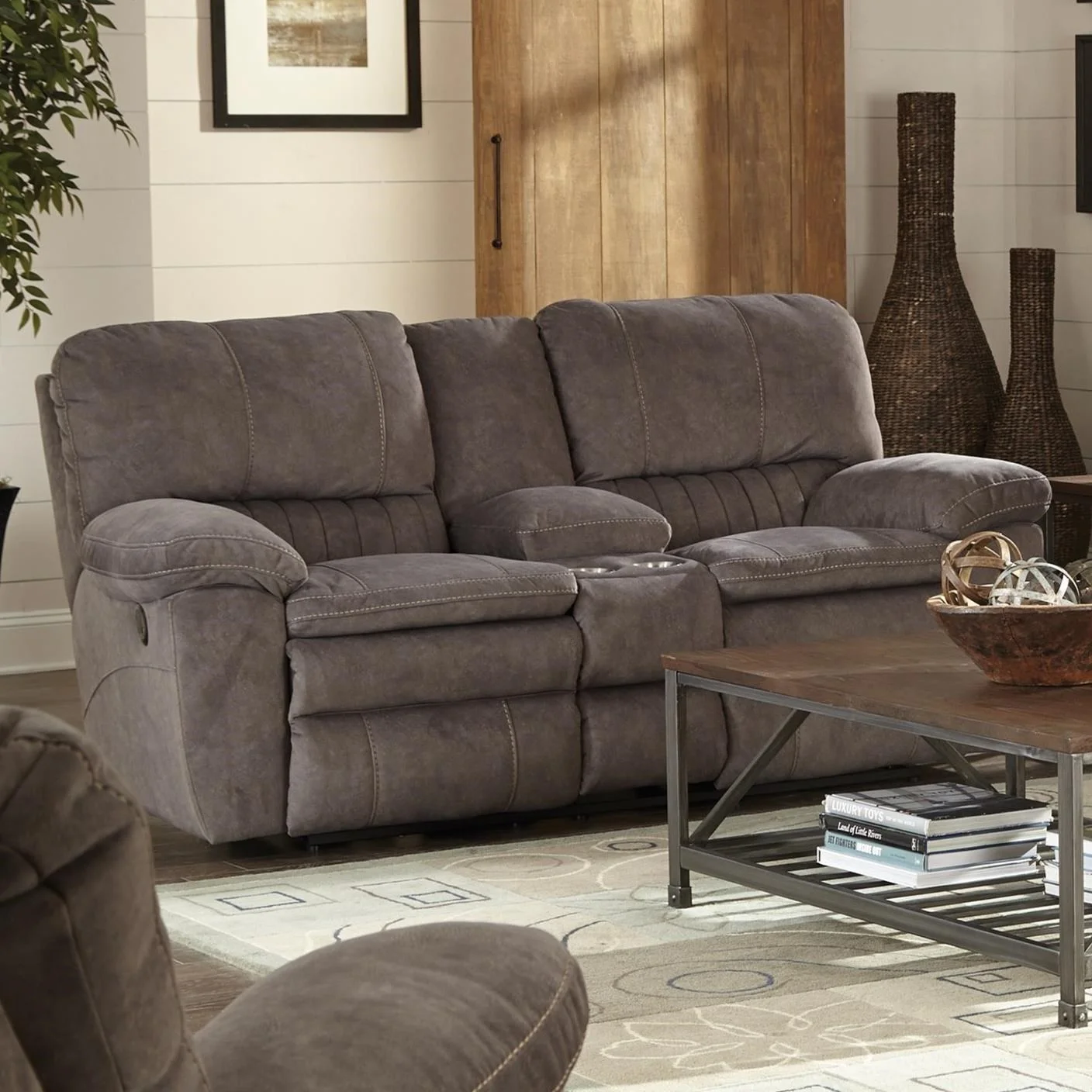 Catnapper 240 Reyes JACS624092792,28 Power Lay Flat Reclining Console Loveseat Value City